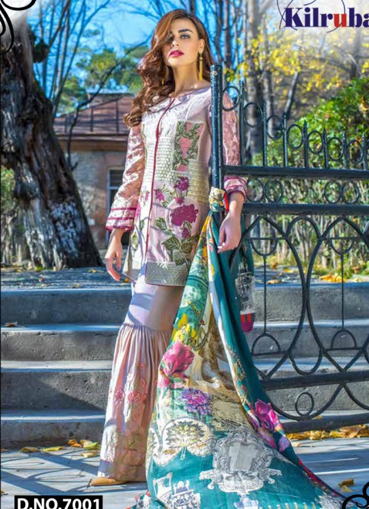 Pink Faux Georgette Embroidered Party Wear Pakistani Suits Jannat Aafreen 7001 Set By Kilruba