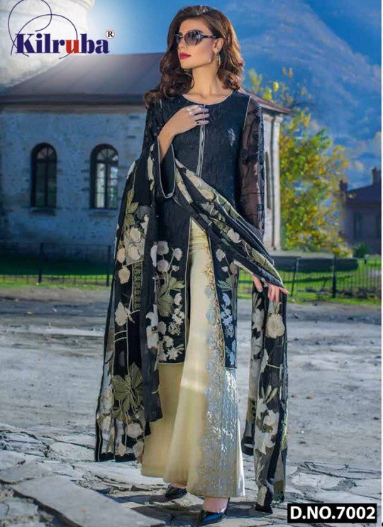 Black Faux Georgette Embroidered Party Wear Pakistani Suits Jannat Aafreen 7002 Set By Kilruba