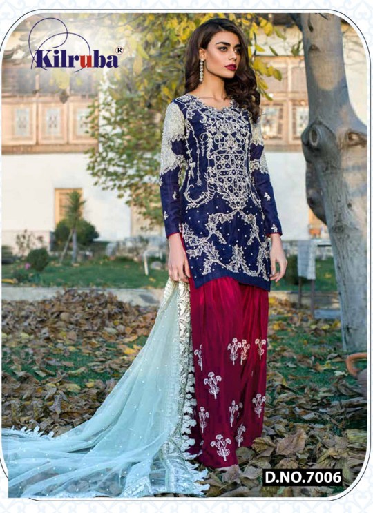 Royal Blue Tapeta Silk Embroidered Party Wear Pakistani Suits Jannat Aafreen 7006 By Kilruba