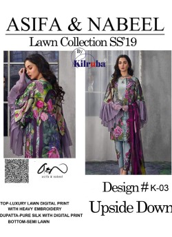 Grey Lawn Cotton Party Wear Pakistani Suit K03 By Kilruba SC/016281