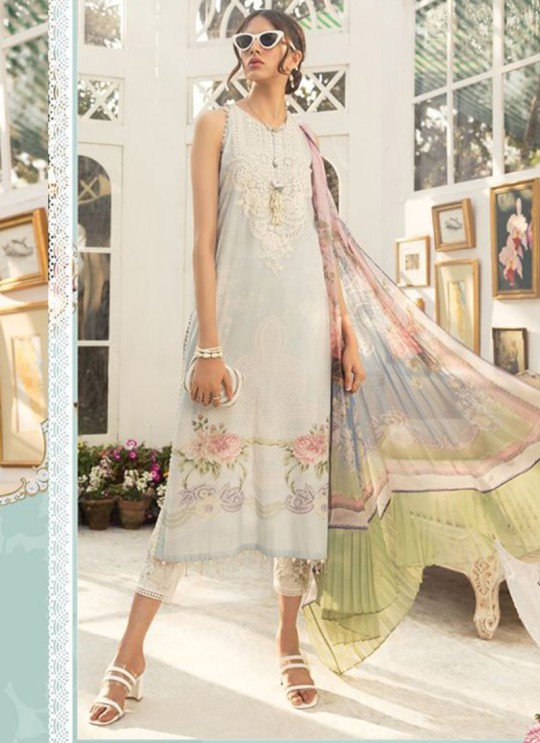Off White Lawn Eid Wear Pakistani Suit Mprint Lawn Collection 2020 25003 By Kilruba