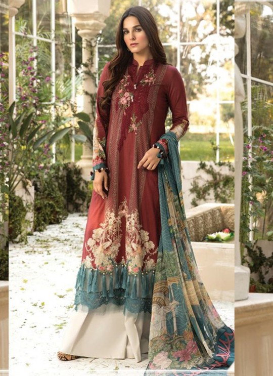 Wine Lawn Eid Wear Pakistani Suit Mprint Lawn Collection 2020 25008 By Kilruba