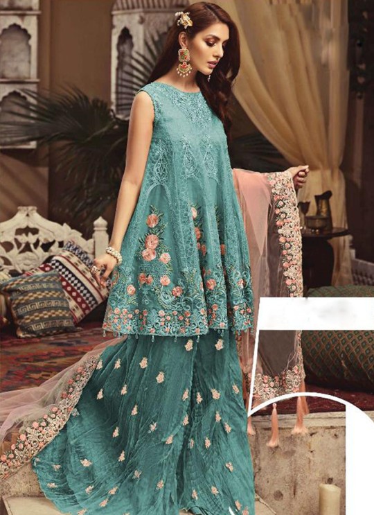Green Net Embroiderd Wedding Wear Pakistnai Suit 02 Colours 02 C By Kilruba SC/017077