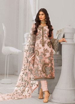 Peach Georgette Embroiderd Party Wear Pakistnai Suit 106 Colours 106 By Kilruba SC/018833
