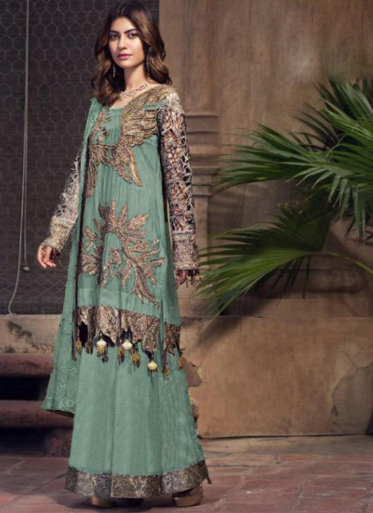 Green Georgette Embroiderd Designer Pakistnai Suit 11002 New Colours 11002E By Kilruba SC/018731