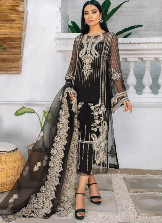 Black Organza Embroiderd Party Wear Pakistnai Suit 116 Colours 116 By Kilruba SC/018908