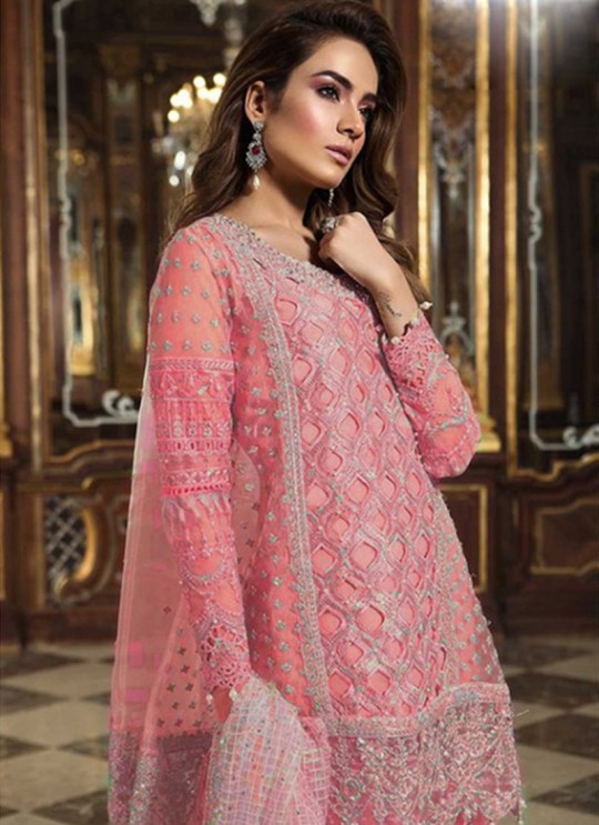 Pink Faux Georgette Embroiderd Wedding Wear Pakistnai Suit 12 New Colours 12Q By Kilruba SC/016418