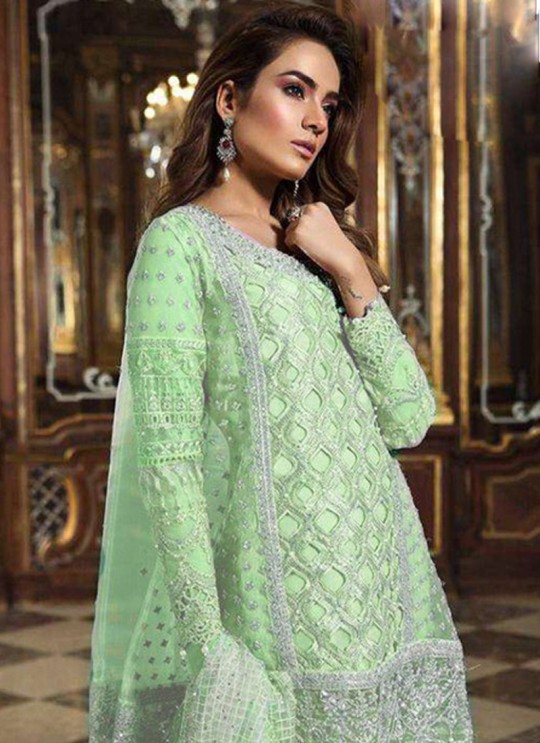 Green Faux Georgette Embroiderd Wedding Wear Pakistnai Suit 12 New Colours 12S By Kilruba SC/018658