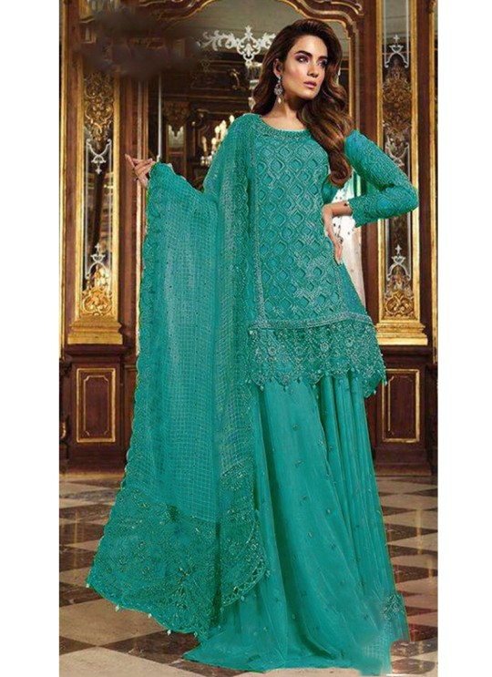 Green Faux Georgette Embroiderd Wedding Wear Pakistnai Suit 12 New Colours 12T By Kilruba SC/018659