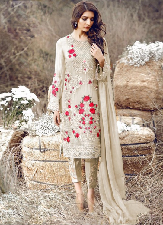 Beige Georgette Embroiderd Designer Pakistnai Suit New Hit Suits 2021 3004A By Kilruba SC/012729