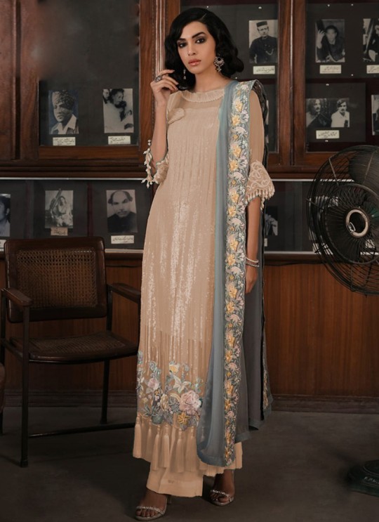 Beige Georgette Embroiderd Wedding Wear Pakistnai Suit 705 New Colours 705T By Kilruba SC/018805