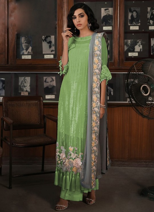 Green Georgette Embroiderd Wedding Wear Pakistnai Suit 705 New Colours 705U By Kilruba SC/018806