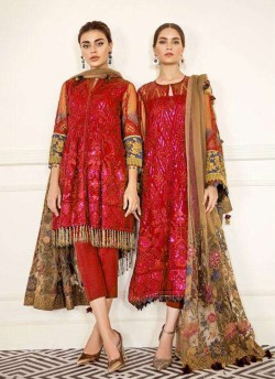 Red Georgette Embroiderd Designer Pakistnai Suit 70 Colours 70B By Kilruba SC/018379