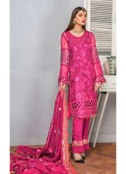 Pink Georgette Embroiderd Designer Pakistnai Suit 72 Colours 72A By Kilruba Sc/018386