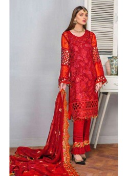 Red Georgette Embroiderd Designer Pakistnai Suit 72 Colours 72B By Kilruba Sc/018387