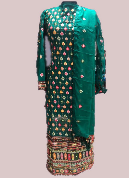 Green Georgette Embroiderd Designer Pakistnai Suit 84 Colours 84R By Kilruba Sc/018652