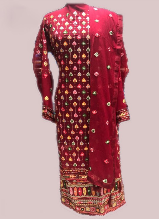 Maroon Georgette Embroiderd Designer Pakistnai Suit 84 Colours 84M By Kilruba Sc/018649