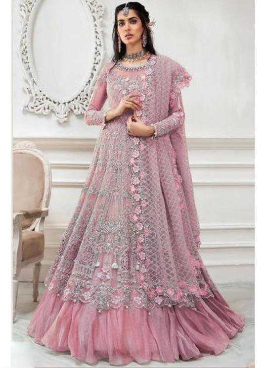 Pink Net Embroiderd Wedding Wear Pakistnai Suit 87 Colours 87A By Kilruba SC/018745
