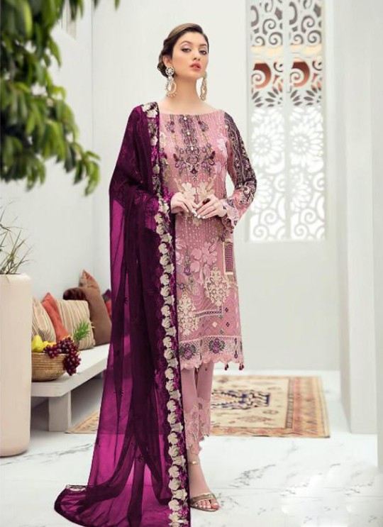 Pink Georgette Embroiderd Party Wear Pakistnai Suit 88 Colours 88A By Kilruba SC/018860