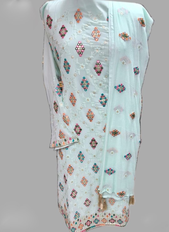 Green Georgette Embroiderd Party Wear Pakistnai Suit 95 Colours 96P By Kilruba SC/018742