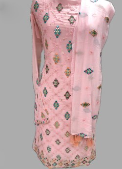 Pink Georgette Embroiderd Party Wear Pakistnai Suit 95 Colours 96P By Kilruba SC/018743