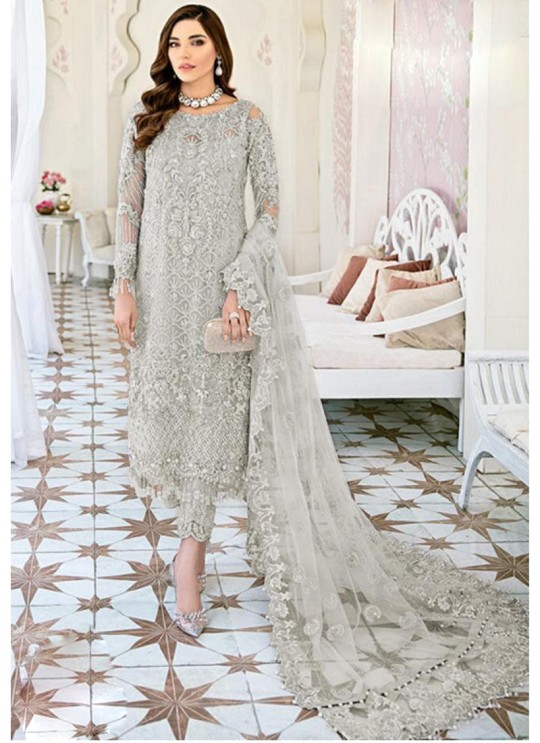 Grey Net Embroiderd Party Wear Pakistnai Suit 97 Colours 97 By Kilruba SC/018773