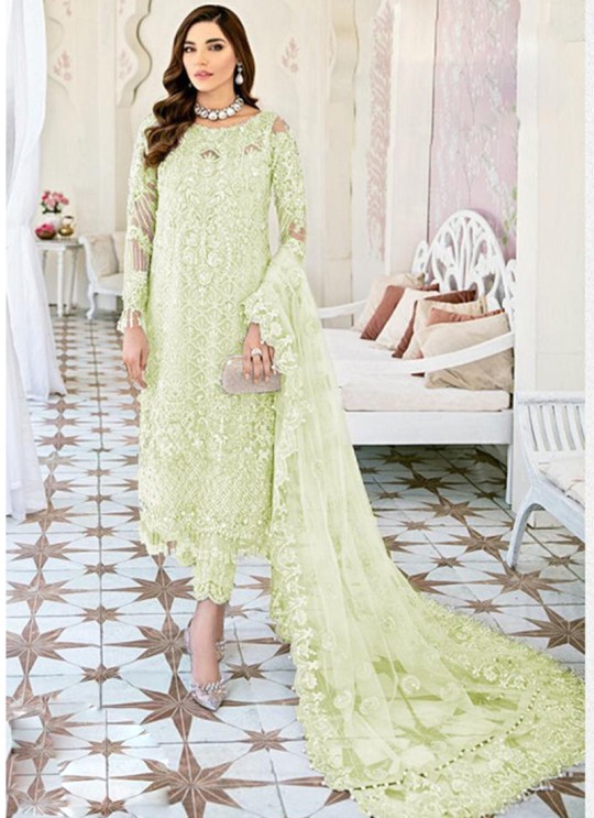 Green Net Embroiderd Party Wear Pakistnai Suit 97 Colours 97A By Kilruba SC/018774