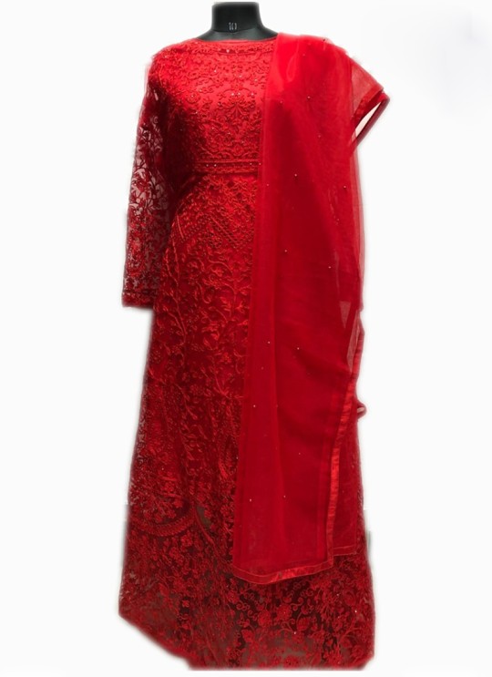 Red Net Embroiderd Party Wear Pakistnai Suit 98 Colours 98 By Kilruba SC/018779