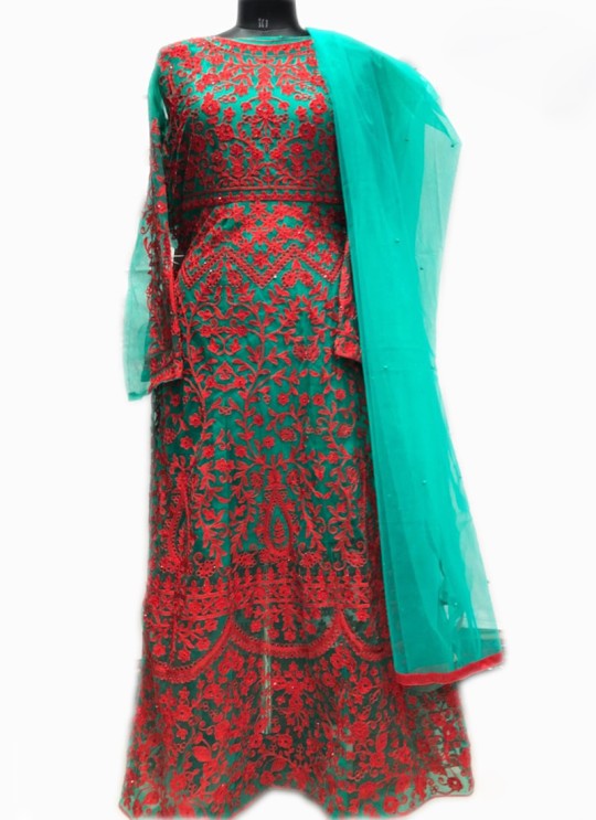 Green Net Embroiderd Party Wear Pakistnai Suit 98 Colours 98A By Kilruba SC/018815