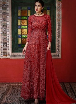 Red Georgette Embroiderd Designer Pakistnai Suit 09 Series IB09 Ibriz SC/018763
