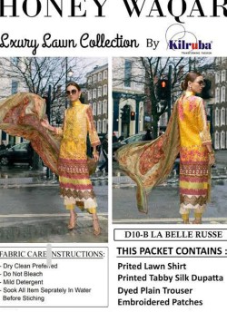 Yellow Lawn Cotton Pakistani Suit  By Kilruba SC/017352