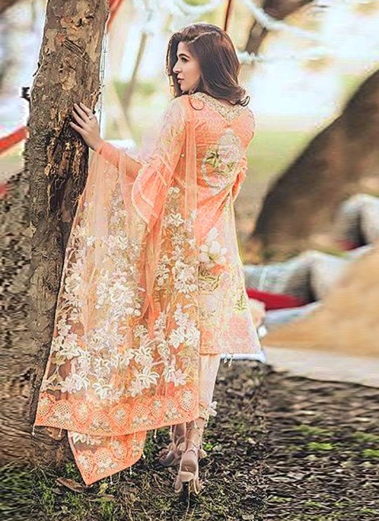 Rang Rasiya Digital Lawn Color By Kilruba K45O Peach Cotton Party Wear Pakistani Lawn Suit
