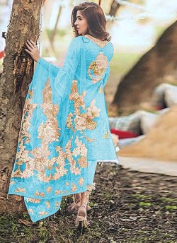 Rang Rasiya Digital Lawn Color By Kilruba K45A Blue Cotton Party Wear Pakistani Lawn Suit