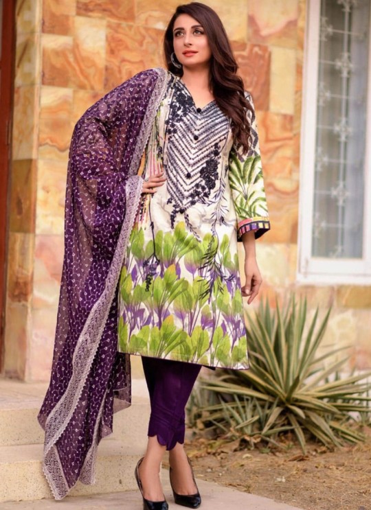 Rang Rasiya Royal Soiree Dupatta By Kilruba 29006 Cream Cotton Party Wear Pakistani Lawn Suit