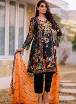 Rang Rasiya Royal Soiree Dupatta By Kilruba 29007 Blue Cotton Party Wear Pakistani Lawn Suit