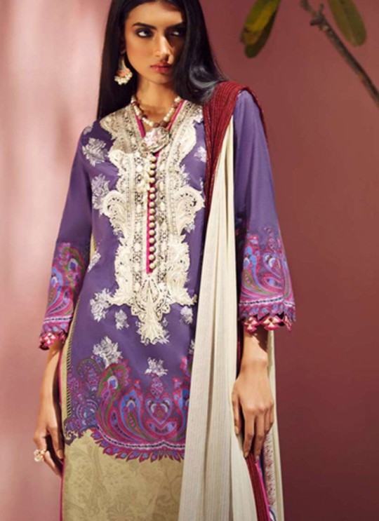 Purple Jam Silk Designer Pakistani Suit Sana Safinaz Vol 4 By Kilruba With Cotton Dupatta 32001