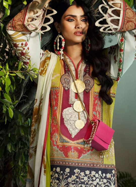 Yellow Jam Silk Designer Pakistani Suit Sana Safinaz Vol 4 By Kilruba With Chiffon Dupatta 32004