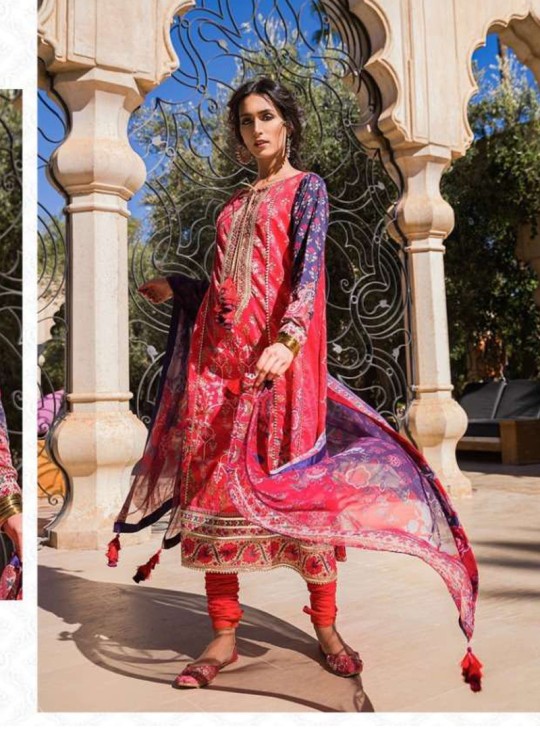 Red Lawn Eid Wear Pakistani Suit Sobia Nazir Embroidery Collection 27005 By Kilruba