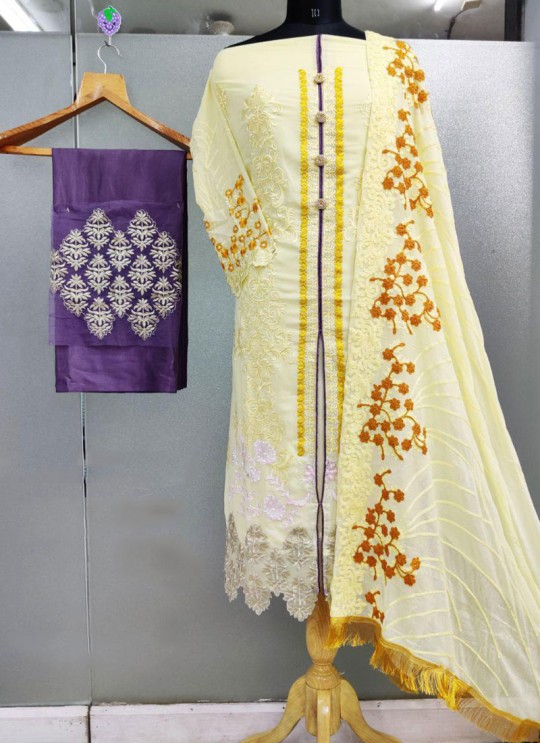Yellow Faux Georgette  Pakistani Suits Jannat Zq 9001 Set By Kilruba SC/016342