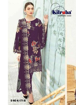 Kilruba K171 Dark Colors K-171B Wine Georgette Party Wear Pakistani Suit SC/019605