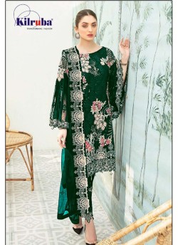 Kilruba K171 Dark Colors K-171C Green Georgette Party Wear Pakistani Suit SC/019770