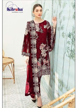 Kilruba K171 Dark Colors K-171D Maroon Georgette Party Wear Pakistani Suit SC/019771