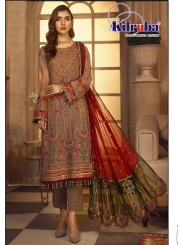 Kilruba K-174 D Brown Georgette Party Wear Pakistani Suit SC/019807