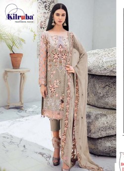 Kilruba K-215 A Beige Georgette Party Wear Pakistani Suit SC/019802