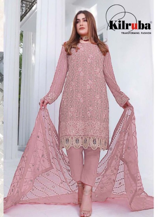 Kilruba K-204  Pink Georgette Party Wear Pakistani Suit SC/019712