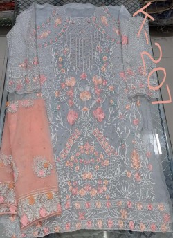 Kilruba K-207  Gray Net Party Wear Pakistani Suit SC/019760