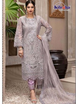 Kilruba K-208 Grey Georgette Party Wear Pakistani Suit SC/019778 K-208 Colors