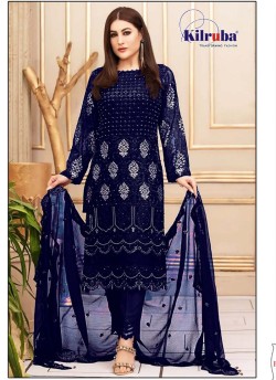 Kilruba K-210 A Blue Georgette Party Wear Pakistani Suit with back work SC/019776 K-210 Colors