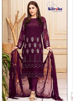 Kilruba K-210 B Maroon Georgette Party Wear Pakistani Suit with back work SC/019777 K-210 Colors