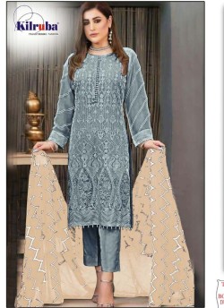 Kilruba K-212 B Grey Georgette Party Wear Pakistani Suit with back work SC/019781 K-212 Colors